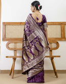 Dark Purple Silk Woven Banarasi Saree