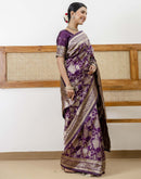 Dark Purple Silk Woven Banarasi Saree