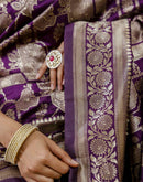 Dark Purple Silk Woven Banarasi Saree