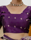 Dark Purple Silk Woven Banarasi Saree