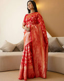 Red Silk Woven Banarasi Saree