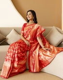 Red Silk Woven Banarasi Saree