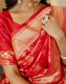 Red Silk Woven Banarasi Saree