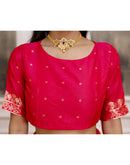 Bright Pink Silk Woven Banarasi Saree
