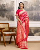 Bright Pink Silk Woven Banarasi Saree
