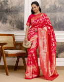 Bright Pink Silk Woven Banarasi Saree