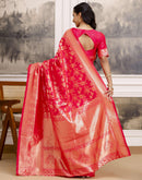 Bright Pink Silk Woven Banarasi Saree