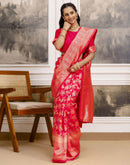 Bright Pink Silk Woven Banarasi Saree