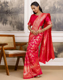 Bright Pink Silk Woven Banarasi Saree