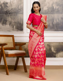Bright Pink Silk Woven Banarasi Saree