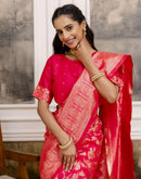 Bright Pink Silk Woven Banarasi Saree