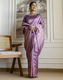 Dark Lavender Silk Woven Banarasi Saree