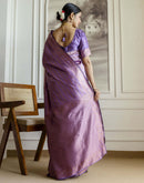 Dark Lavender Silk Woven Banarasi Saree