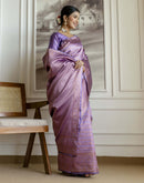 Dark Lavender Silk Woven Banarasi Saree