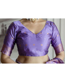 Dark Lavender Silk Woven Banarasi Saree