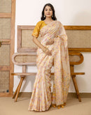 Beige Cotton Woven Saree