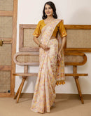 Beige Cotton Woven Saree