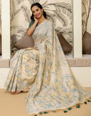 Beige Cotton Woven Saree