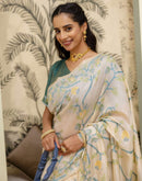 Beige Cotton Woven Saree