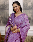 Lavender Cotton Woven Saree