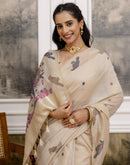 Beige Cotton Woven Saree