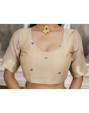 Beige Cotton Woven Saree