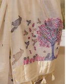 Beige Cotton Woven Saree