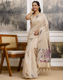 Beige Cotton Woven Saree