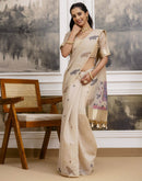 Beige Cotton Woven Saree