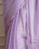 Lavender Chiffon Foil Printed Saree
