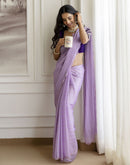 Lavender Chiffon Foil Printed Saree