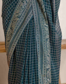 Rama Blue Georgette Printed Saree