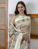 Off White Silk Printed Saree