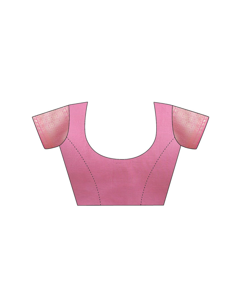 Baby Pink Chanderi Woven Saree