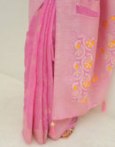Baby Pink Chanderi Woven Saree