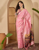 Baby Pink Chanderi Woven Saree