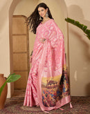 Baby Pink Chanderi Woven Saree