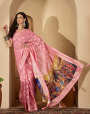 Baby Pink Chanderi Woven Saree