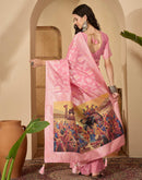 Baby Pink Chanderi Woven Saree