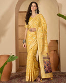 Yellow Chanderi Woven Saree