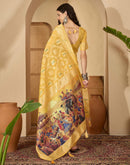 Yellow Chanderi Woven Saree