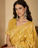 Yellow Chanderi Woven Saree