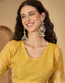 Yellow Chanderi Woven Saree