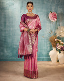 Pink Silk Woven Banarasi Saree