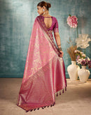 Pink Silk Woven Banarasi Saree