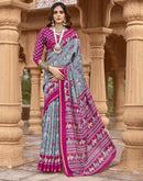 Grey Cotton Printed Patola Saree