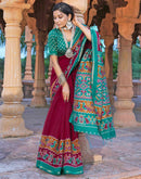 Red Cotton Printed Patola Saree