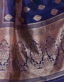 Dark Blue Silk Woven Banarasi Saree