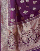 Dark Purple Silk Woven Banarasi Saree
