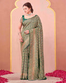 Dark Green Silk Woven Banarasi Saree